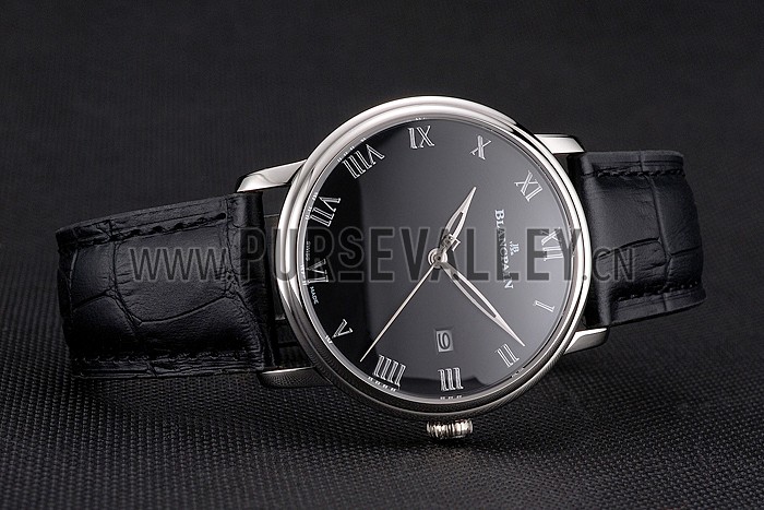 Blancpain Villeret Ultra Slim Black Dial Stainless Steel Case Black Leather Strap