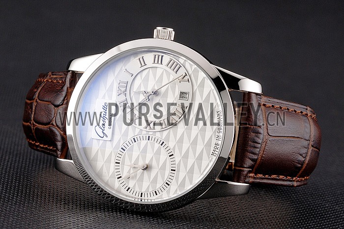 Glashutte Original Silver Dial Stainless Steel Case Brown Leather Strap