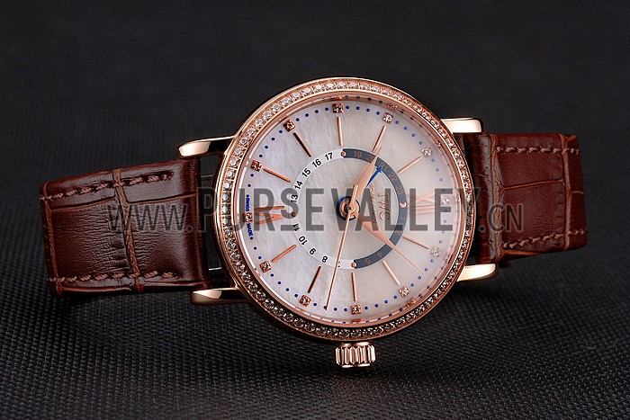 IWC Portofino Day And Night Silver Dial Rose Gold Case Brown Leather Strap