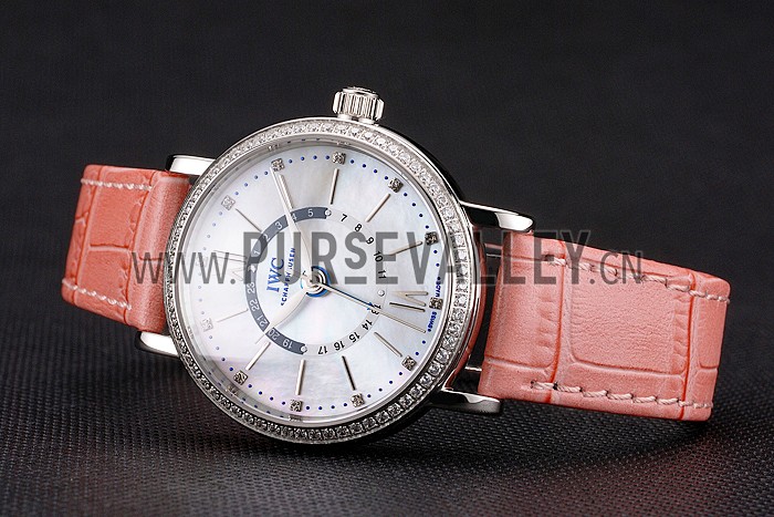 IWC Portofino Day And Night White Dial Stainless Steel Case Pink Leather Strap