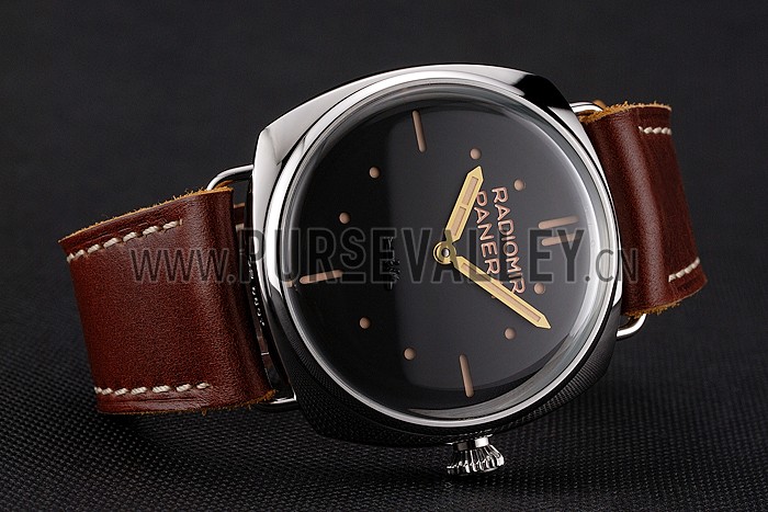 Panerai Radiomir Vintage SLC PAM425 Black Dial Stainless Steel Case Brown Leather Strap