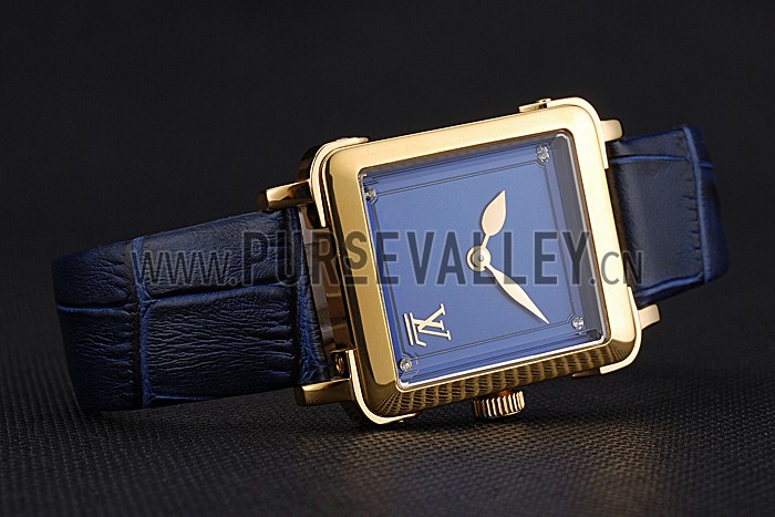 Louis Vuitton Emprise Blue Dial Gold Case Blue Leather Strap 622788