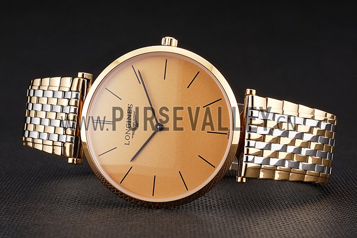 Swiss Longines Grande Classique Gold Dial Gold Case Two Tone Bracelet