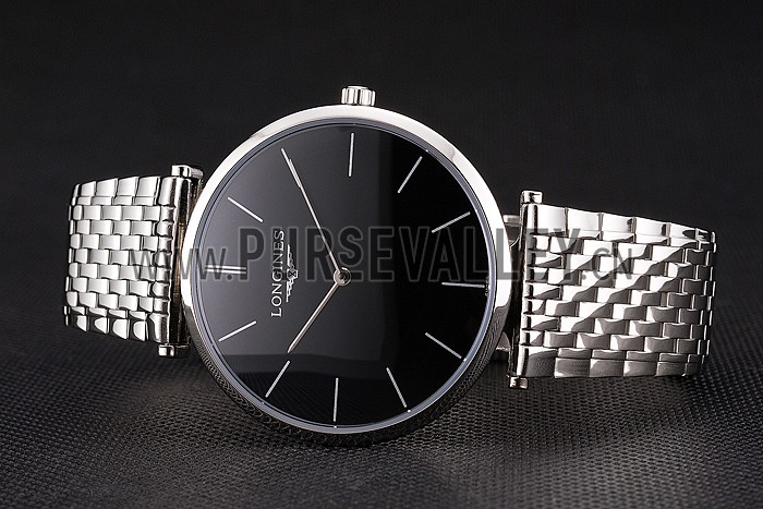 Swiss Longines Grande Classique Black Dial Stainless Steel Case And Bracelet