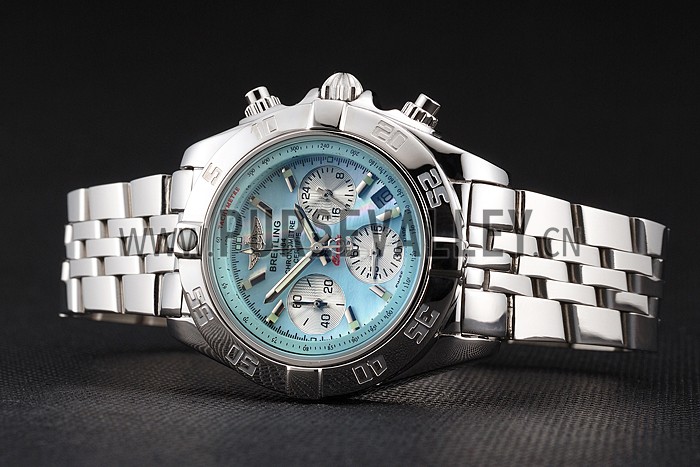 Breitling Chronomat Quartz Light Blue Dial Stainless Steel Case And Bracelet