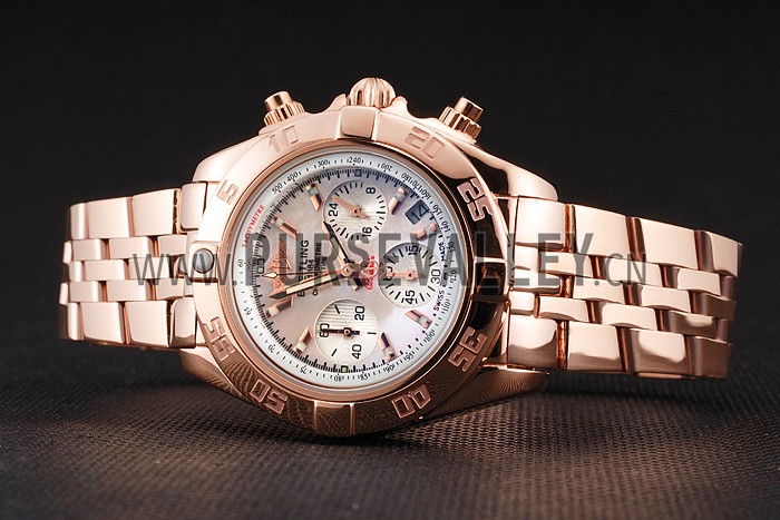 Breitling Chronomat Quartz Pearl Dial Rose Gold Case And Bracelet
