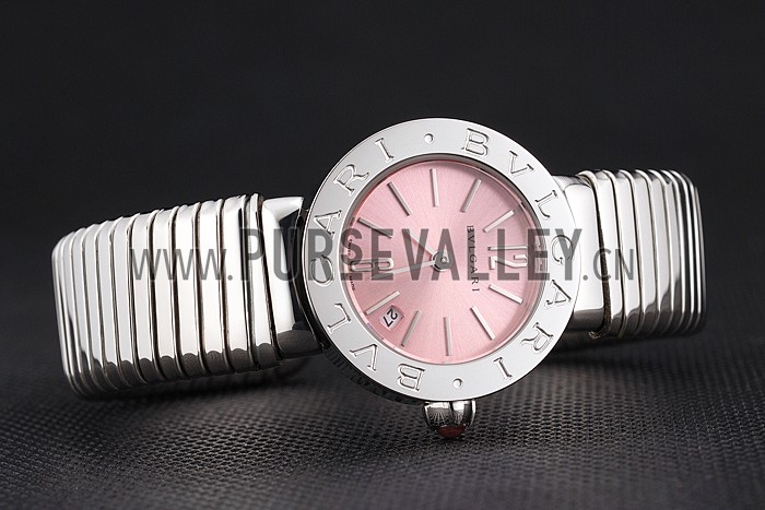 Bvlgari Bvlgari Pink Dial Stainless Steel Case And Tubogas Bracelet
