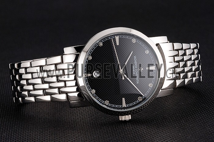 Vacheron Constantin Fine Black Dial Stainless Steel Case And Bracelet