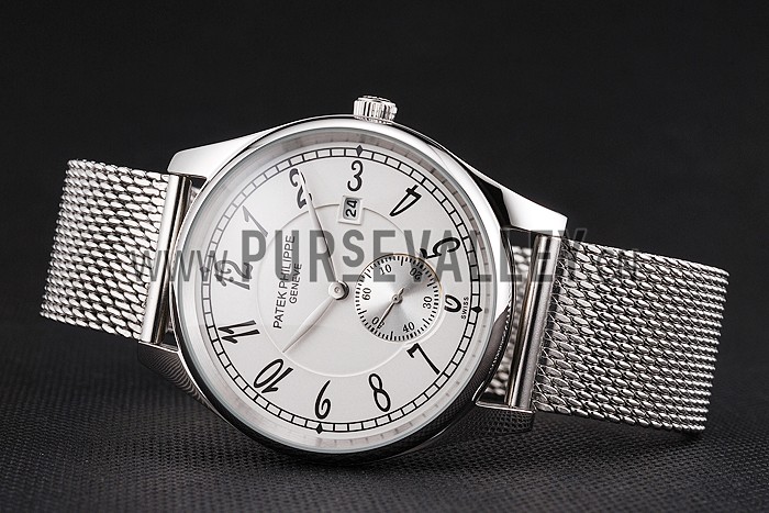 Patek Philippe Calatrava Small Seconds White Dial Stainless Steel Case And Bracelet