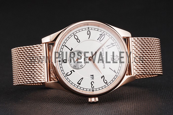 Patek Philippe Calatrava Small Seconds White Dial Rose Gold Case And Bracelet