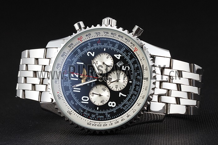Breitling Navitimer Black Dial White Subdials Stainless Steel Case And Bracelet