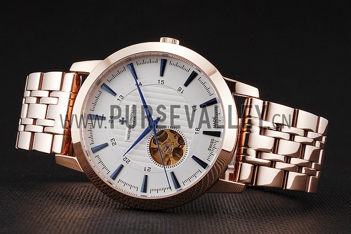 Vacheron Constantin Tourbillon White Dial Blue Numerals Rose Gold Case And Bracelet