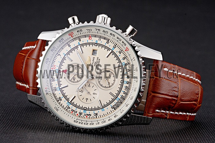 Breitling Navitimer World White Dial Brown Leather Bracelet 622514