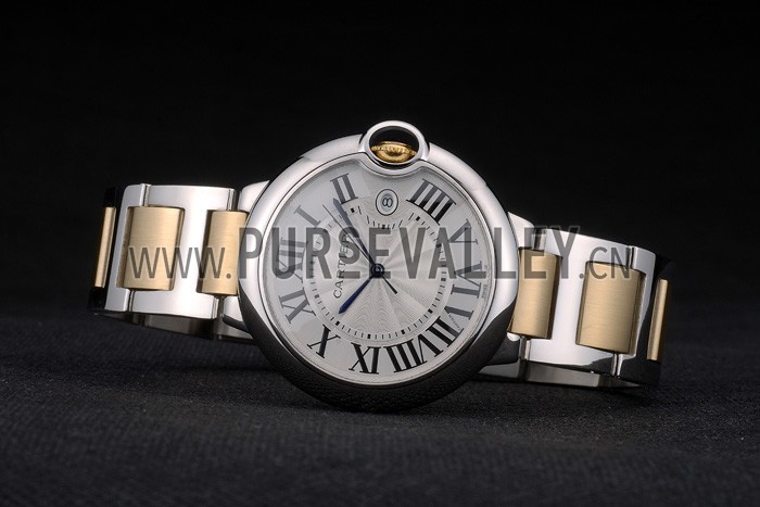 Cartier Ballon Bleu 42mm White Dial Stainless Steel Case Two Tone Gold Bracelet