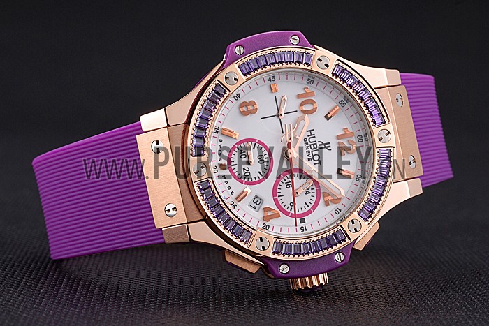 Hublot Big Bang Tutti Frutti Purple Strap Gold Dial