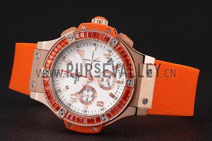 Hublot Big Bang Tutti Frutti Orange Strap Gold Dial