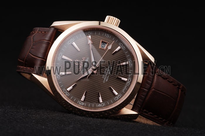 Omega Swiss Seamaster Railmaster Brown Strap Brown Striped Dial