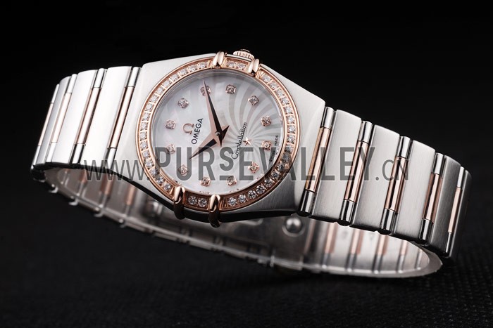 Omega Swiss Constellation Jewelry Diamond Case Radial Emblem White Dial