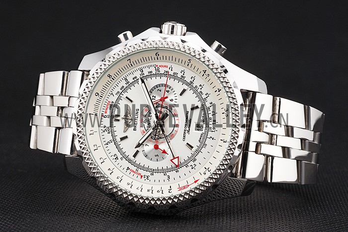 Breitling Bentley Chronograph White Dial Stainless Steel Strap