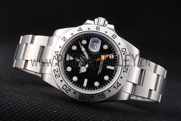 Rolex Swiss Explorer Stainless Steel Bezel Black Dial Tachymeter