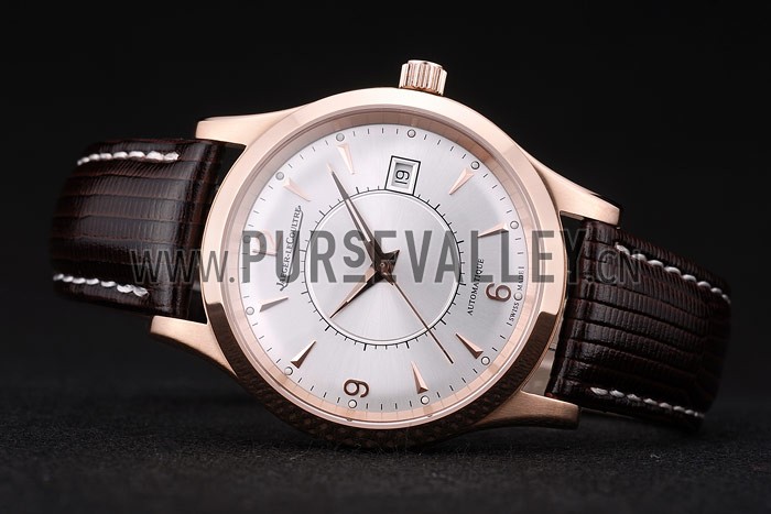 Jaeger Le Coultre Swiss Master Control Rose Gold Bezel Brown Leather Strap 7590