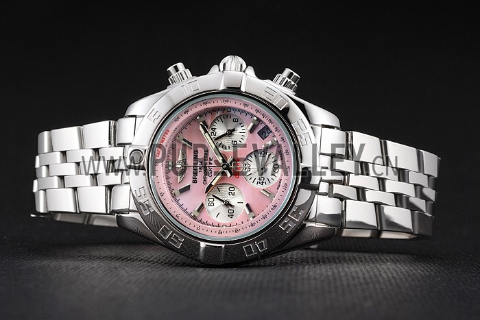 Breitling Chronomat Quartz Pink Dial Stainless Steel Case And Bracelet