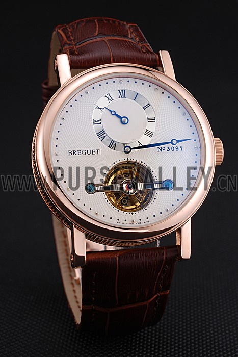 Breguet Classique Complications Rose Gold Case Dark Brown Leather Strap 80154