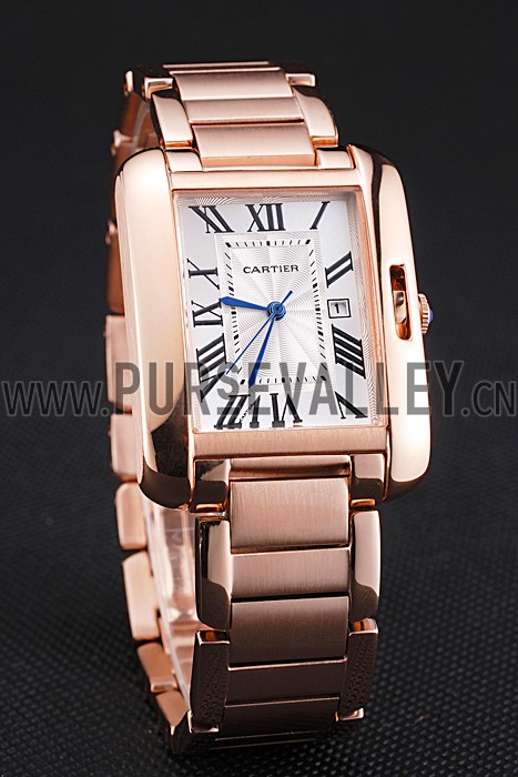 Cartier Tank Anglaise 30mm White Dial Rose Gold Case And Bracelet