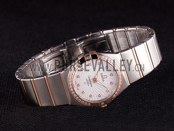 Omega Constellation Rose Gold Diamond Bezel Two Tone Band 621487