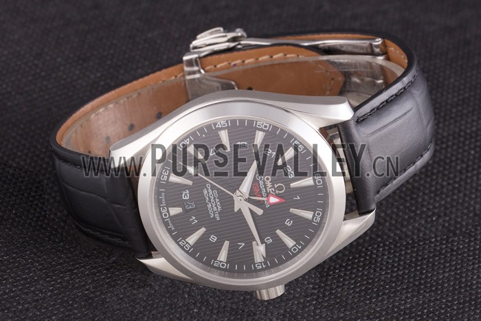 Omega Seamaster Black Dial with Black Leather Band 621574