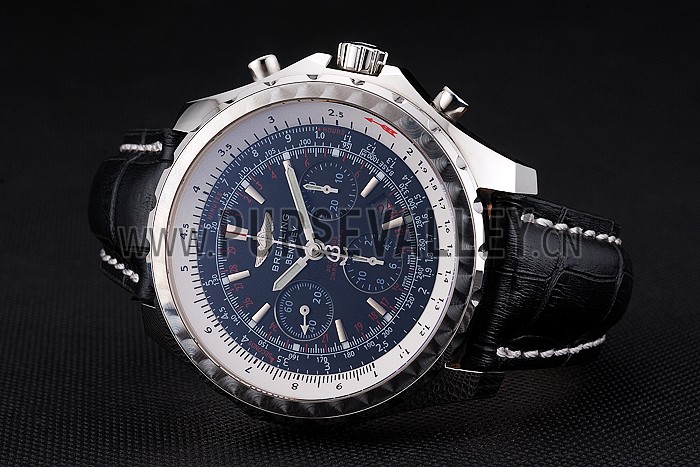 Swiss Breitling Bentley Black Croco Leather Bracelet Black Dial 80286