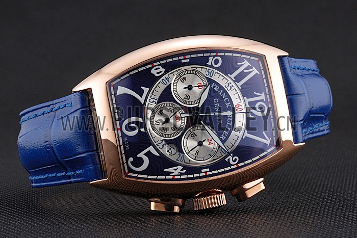Franck Muller Casablanca Blue Croco Leather Strap Blue Dial 80278