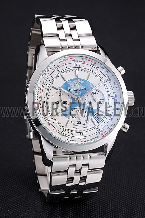 Breitling Transocean Chronograph Unitime White Dial Stainless Steel Case And Bracelet 622226