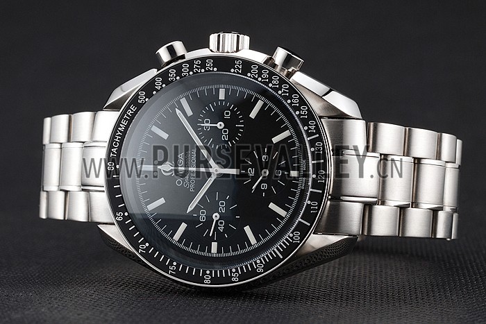 Swiss Omega Speedmaster Professional Black Dial Stainless Steel Case And Bracelet