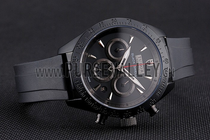 Tudor Fastrider Black Shield Black Dial Silver Markings Black Case Black Rubber Strap