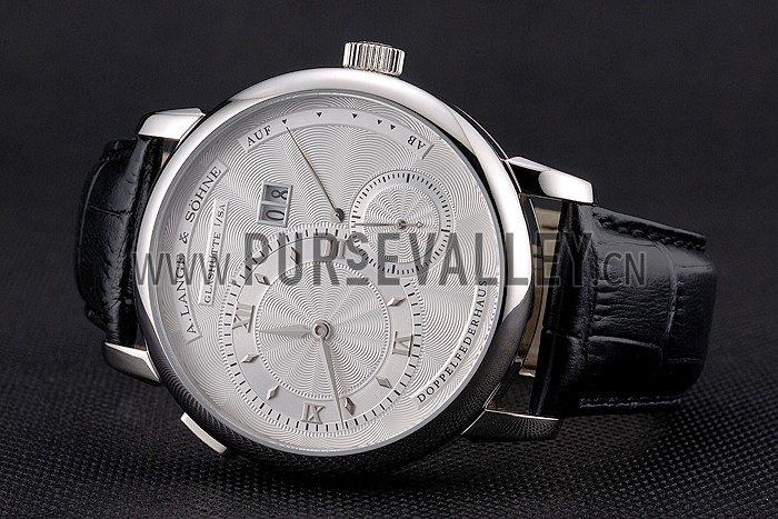 A. Lange & Sohne Lange 1 White Dial Stainless Steel Case Black Leather Strap