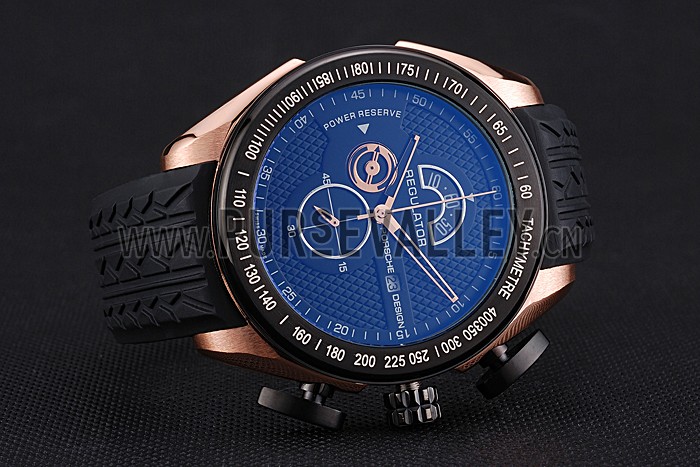 Porsche Regulator Power Reserve Rose Gold Case Black Dial