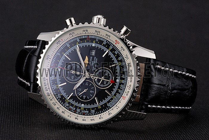 Breitling Navitimer World Black Dial Black Leather Bracelet 622513