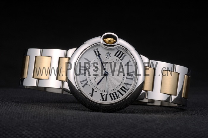 Cartier Ballon Bleu 38mm White Dial Stainless Steel Case Two Tone Gold Bracelet