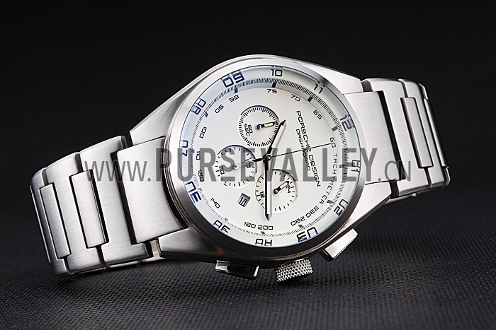 Porsche Dashboard Polished Stainless Steel Strap White Dial 80305
