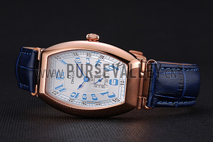 Omega Sochi Petrograd White Dial Gold Case Blue Leather Strap 622820