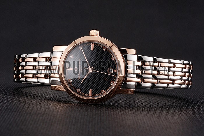 Vacheron Constantin Fine Black Dial With Diamonds Rose Gold Case Two Tone Bracelet