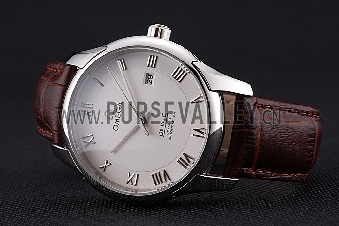 Omega DeVille White Dial Stainless Steel Case Brown Leather Strap 622830