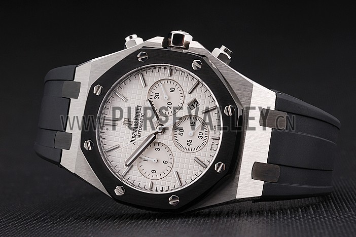 Swiss Audemars Piguet Royal Oak Chronograph White Dial Stainless Steel Case Black Rubber Strap 622865