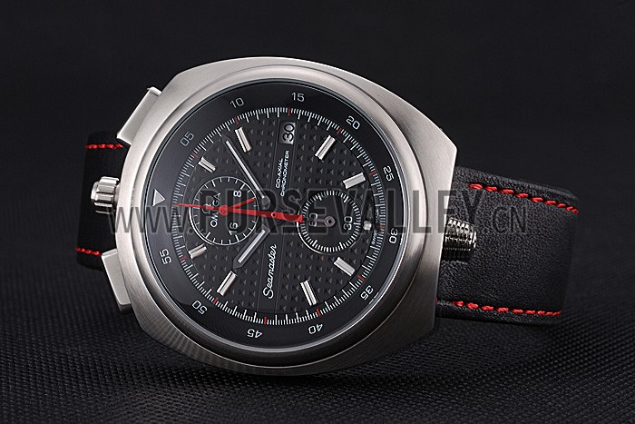 Omega Seamaster Bullhead Black Dial Stainless Steel Case Black Leather Strap 622826