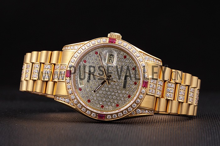 Swiss Rolex Day-Date Diamonds Yellow Gold-srl184 621614