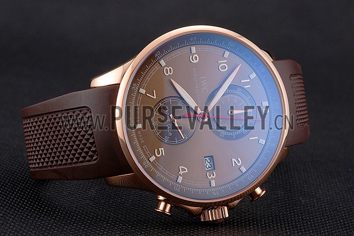 IWC Portugieser Yacht Club Brown Dial Rose Gold Case Brown Rubber Strap