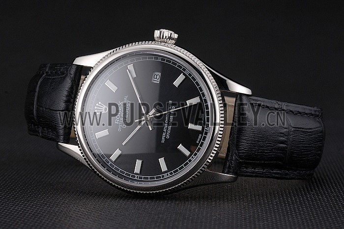 Swiss Rolex Datejust Black Dial Stainless Steel Case And Bracelet