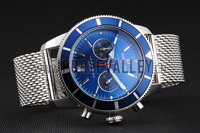 Breitling Superocean Heritage Chronographe 44 Blue Dial And Bezel Stainless Steel Case And Bracelet