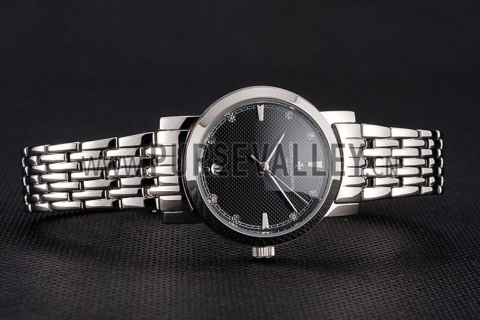 Vacheron Constantin Fine Black Dial Silver Marks Stainless Steel Case And Bracelet